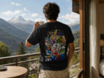 Japanese Anime Inspired Printed Cotton Blend T-Shirt