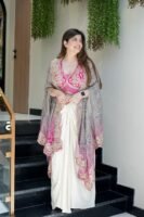 Women Designer 3-Piece Draped Skirt Set with Embroidered Shrug
