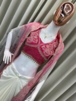 Women Designer 3-Piece Draped Skirt Set with Embroidered Shrug