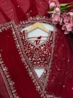 Faux Georgette Saree with Sequins & Thread Embroidery