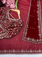 Faux Georgette Saree with Sequins & Thread Embroidery