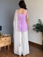 Faux Georgette Kurti with Pant & Dupatta Set for Women