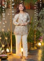 Embroidered Heavy Crepe Silk Kurti with Pant Set