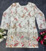 Embroidered Heavy Crepe Silk Kurti with Pant Set