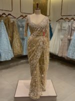 Net Saree with Sequins Embroidery