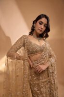 Net Saree with Sequins Embroidery