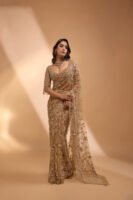 Net Saree with Sequins Embroidery