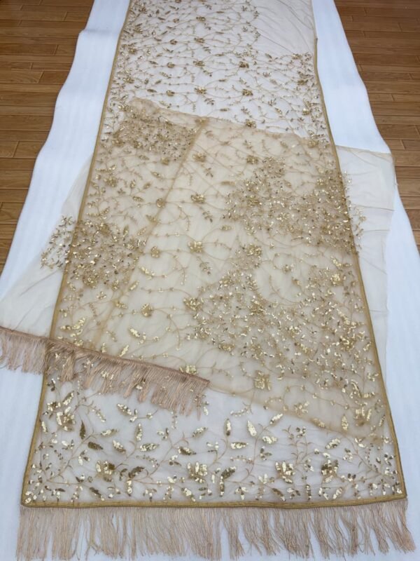 Net Saree with Sequins Embroidery