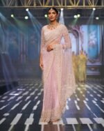 Women’s Pink Soft Net Saree with Sequins Embroidery
