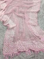 Women’s Pink Soft Net Saree with Sequins Embroidery