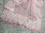 Women’s Pink Soft Net Saree with Sequins Embroidery
