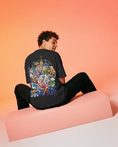 Japanese Anime Inspired Printed Cotton Blend T-Shirt